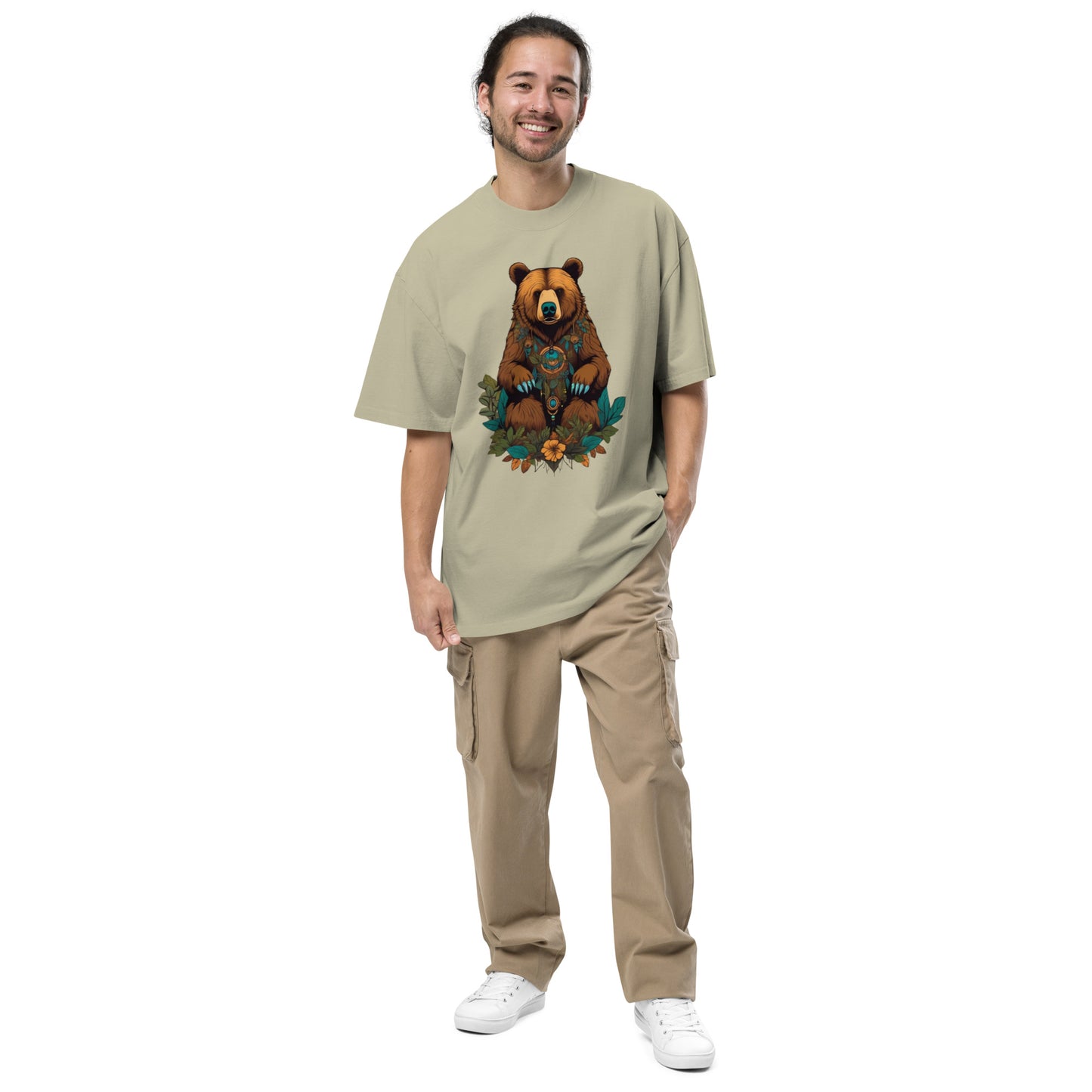 Eurasian Brown Bear design - Oversized faded T-shirt