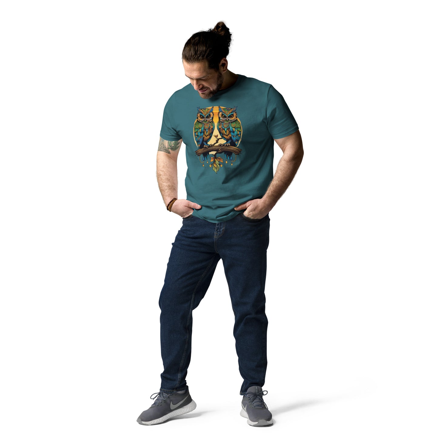 Two little owls design - Unisex fitted cotton T-Shirt