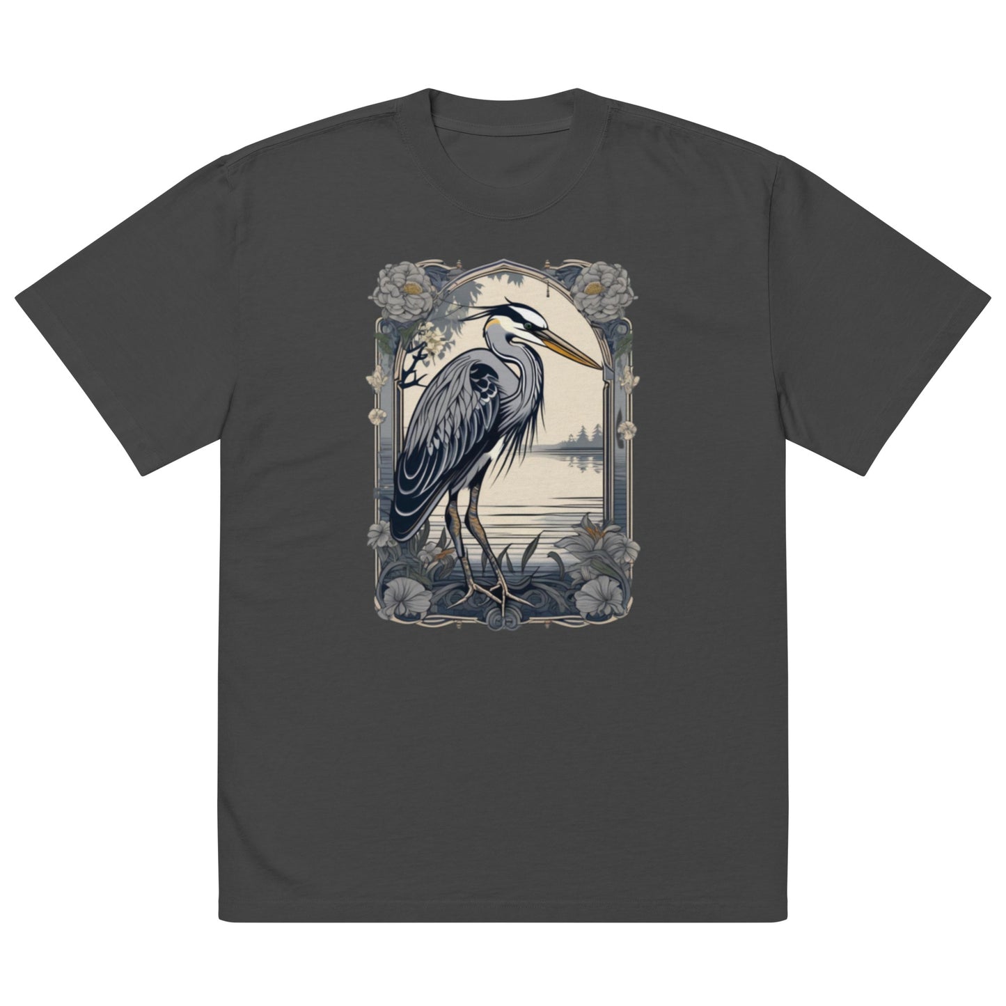 The Grey Heron design - Oversized faded T-shirt