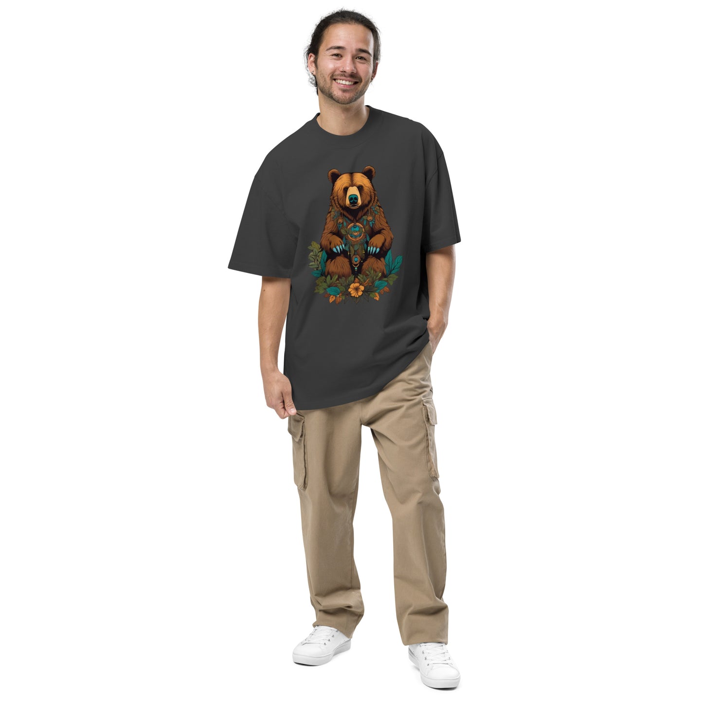 Eurasian Brown Bear design - Oversized faded T-shirt