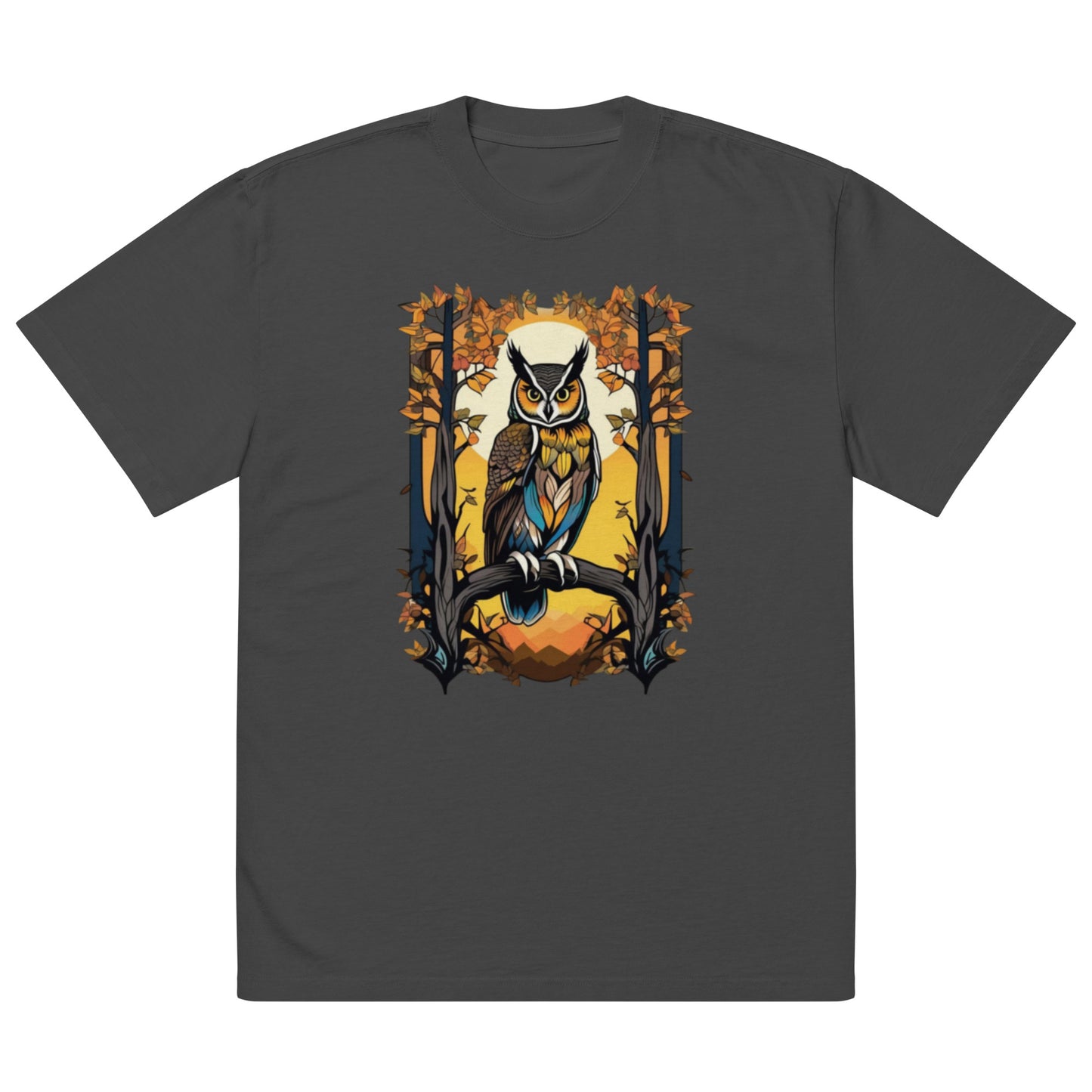 Long eared Owl design - Oversized faded T-shirt