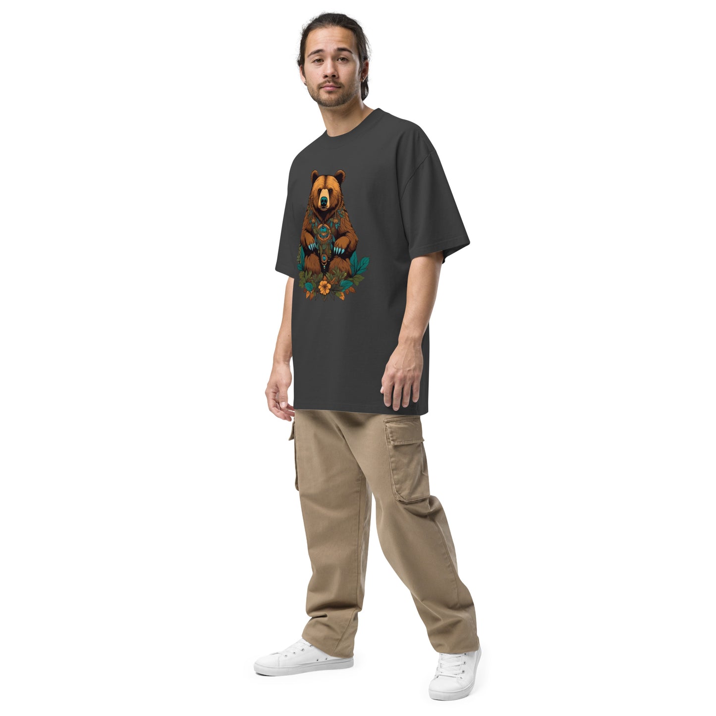 Eurasian Brown Bear design - Oversized faded T-shirt