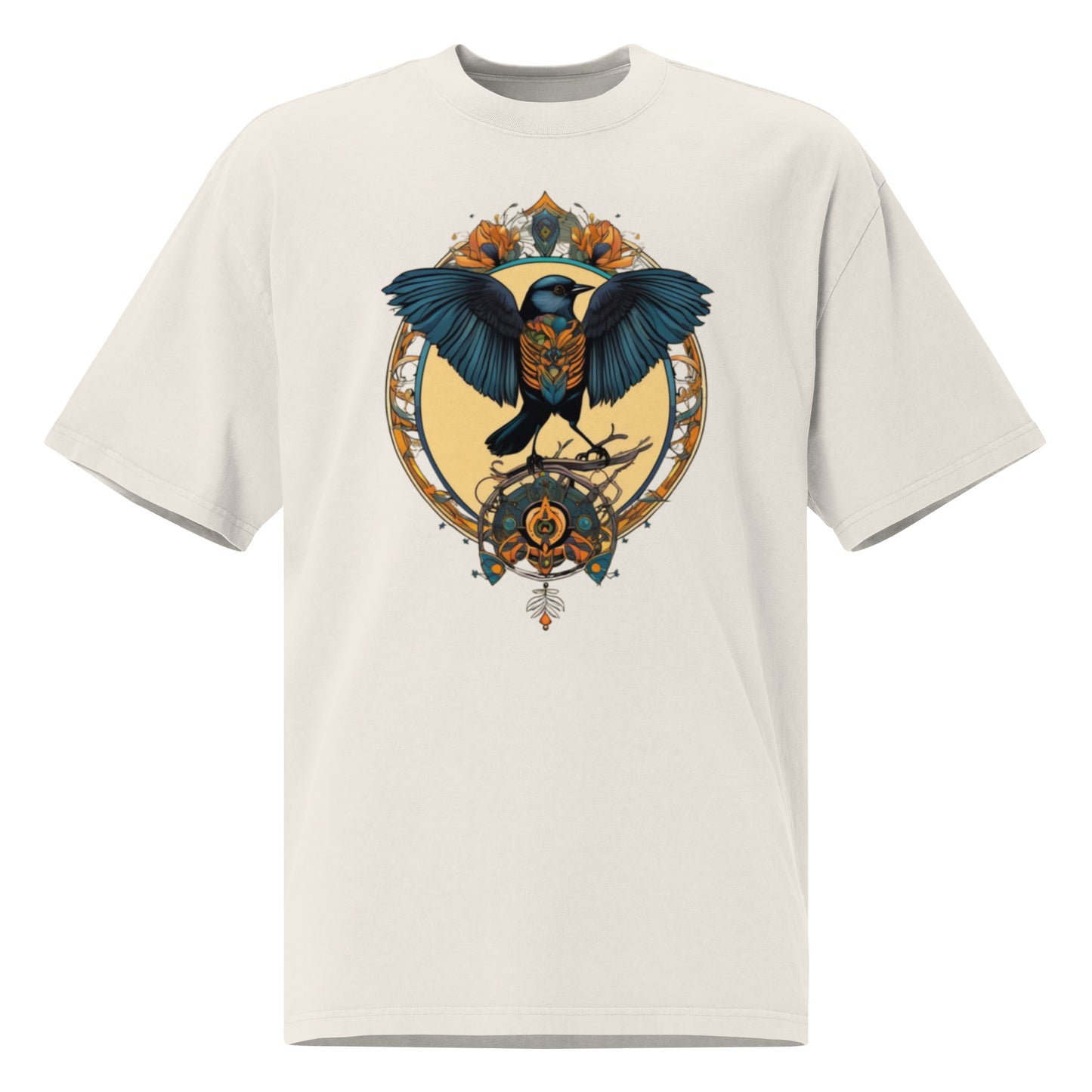 Dartford Warbler bird design - Oversized faded T-shirt