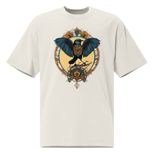 Dartford Warbler bird design - Oversized faded T-shirt