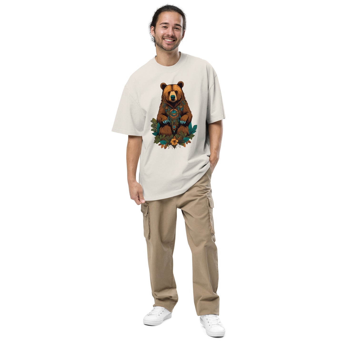 Eurasian Brown Bear design - Oversized faded T-shirt