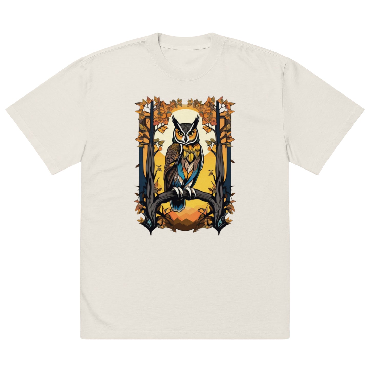 Long eared Owl design - Oversized faded T-shirt