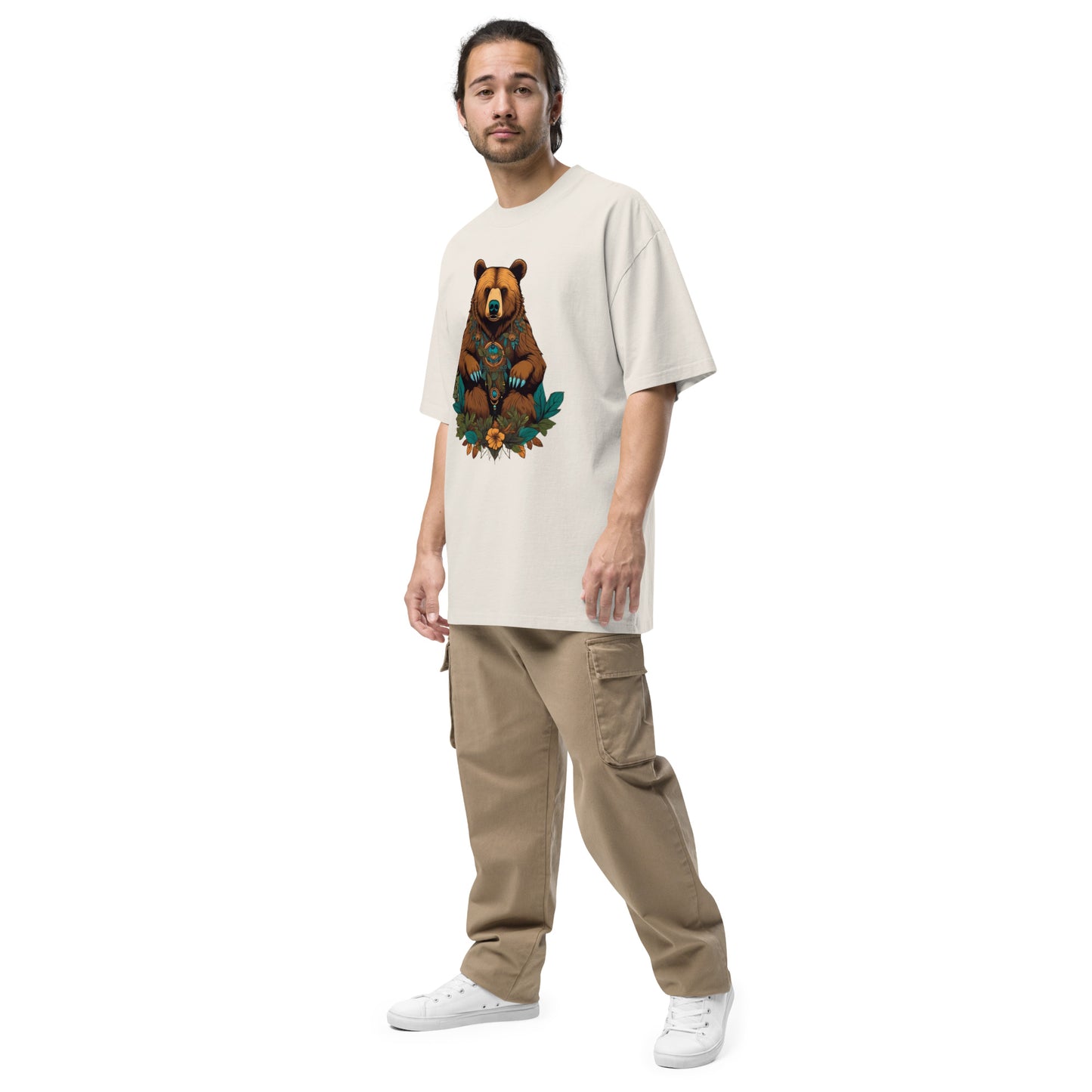 Eurasian Brown Bear design - Oversized faded T-shirt