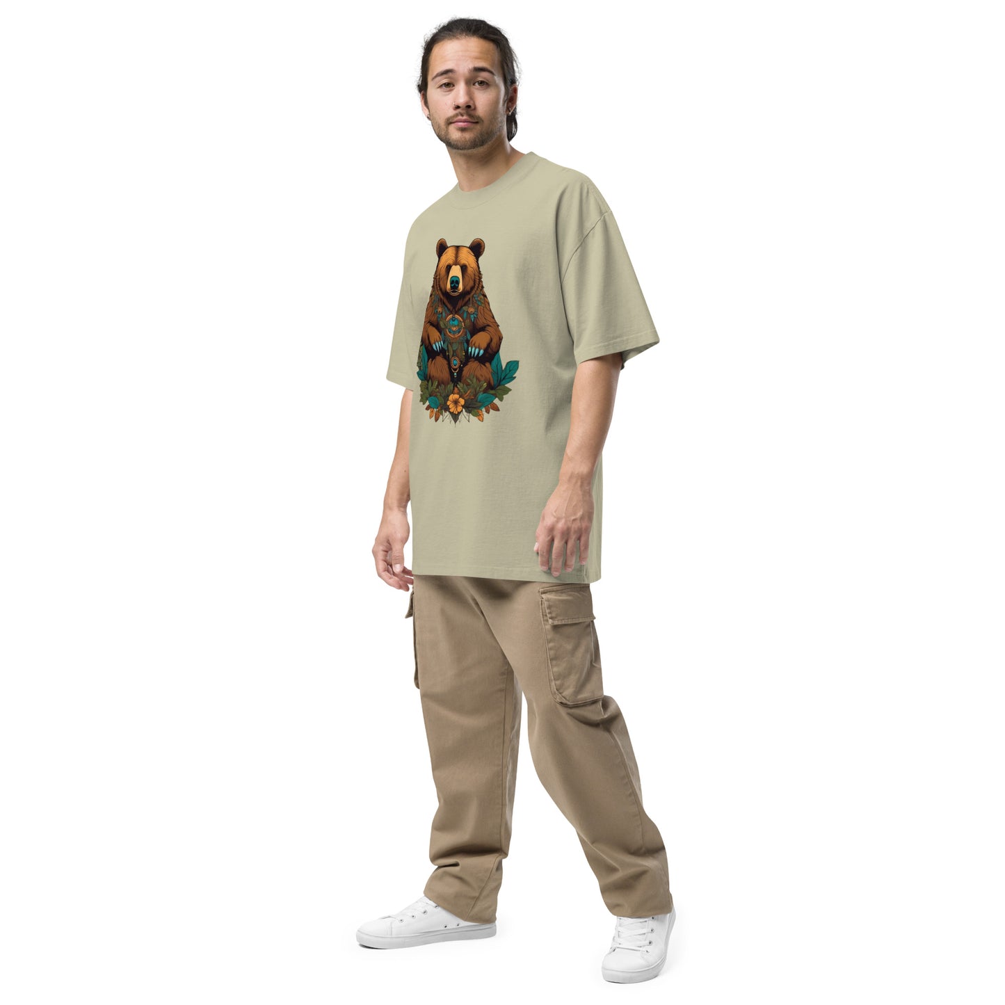 Eurasian Brown Bear design - Oversized faded T-shirt