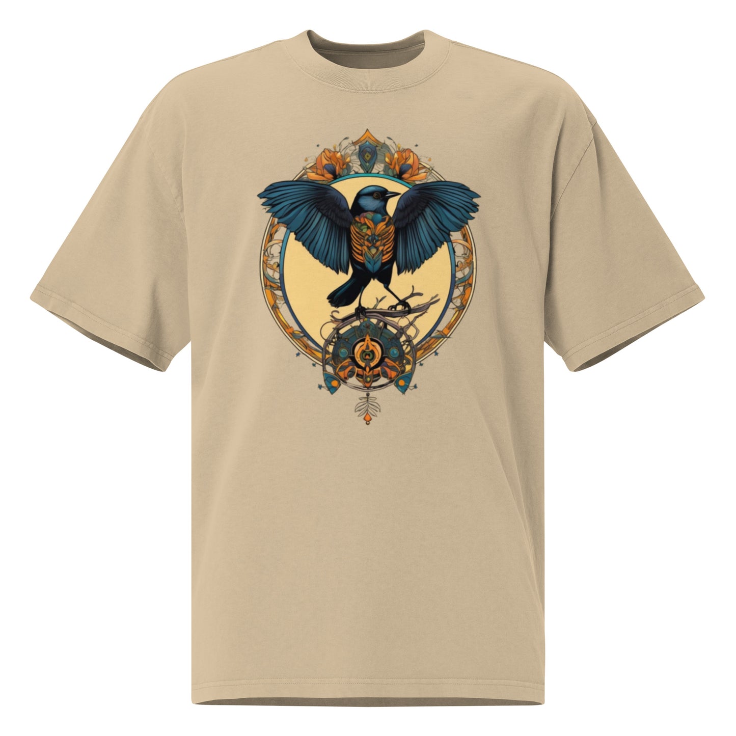 Dartford Warbler bird design - Oversized faded T-shirt