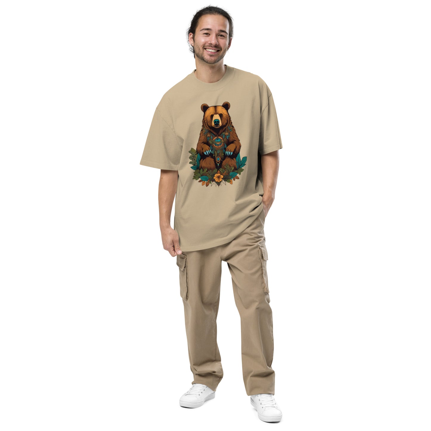 Eurasian Brown Bear design - Oversized faded T-shirt