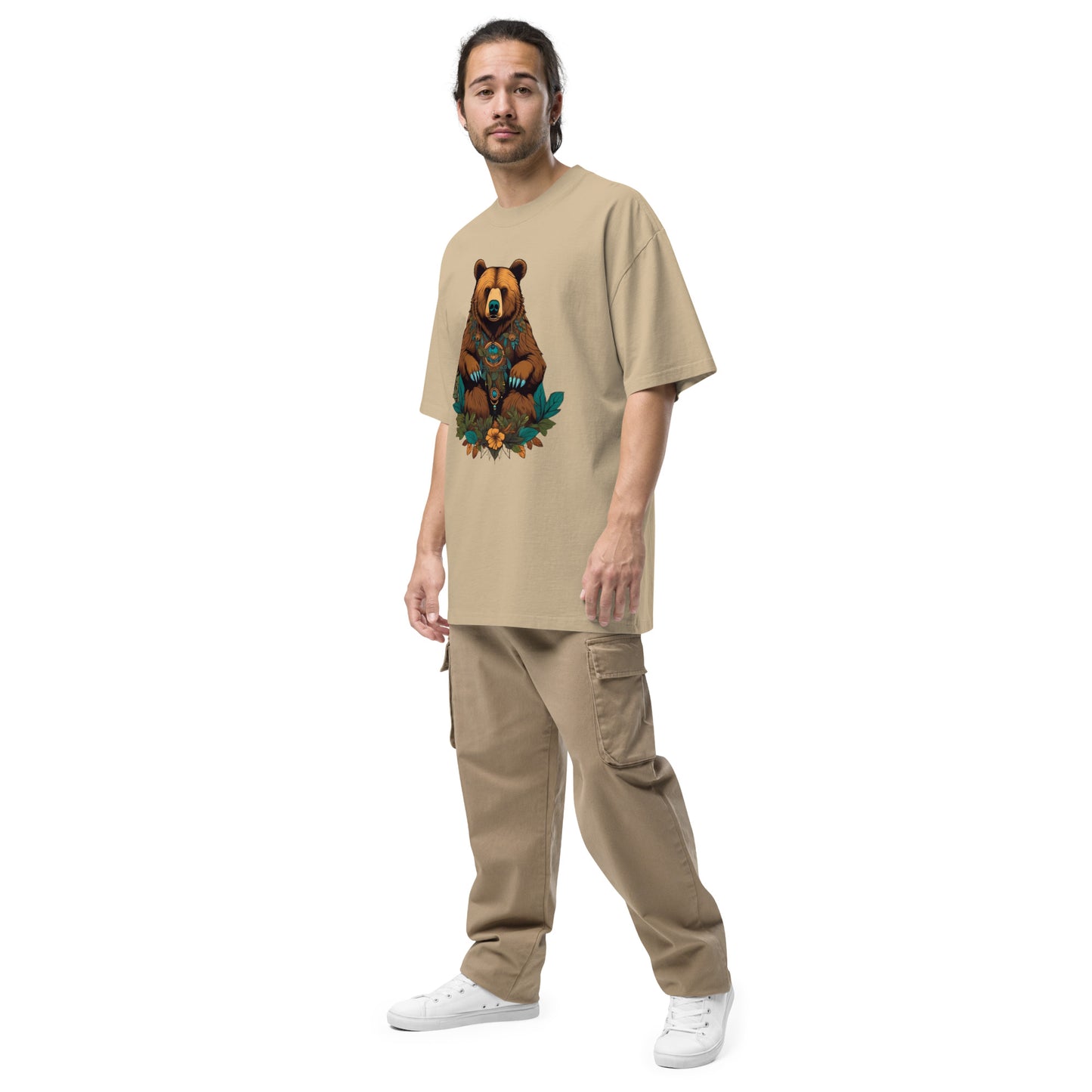 Eurasian Brown Bear design - Oversized faded T-shirt