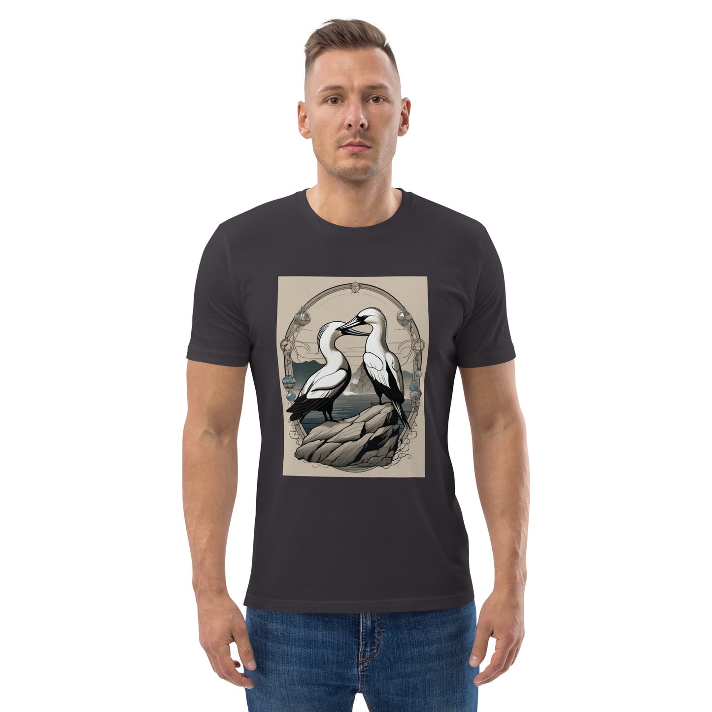 Gannets on the rocks design - Unisex fitted cotton T-Shirt