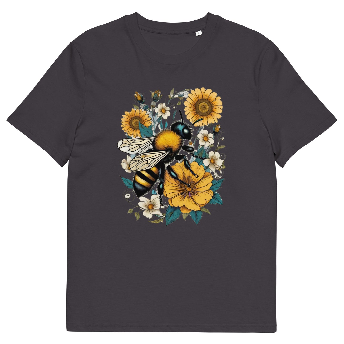 Bee on the flowers design - Unisex fitted cotton T-Shirt