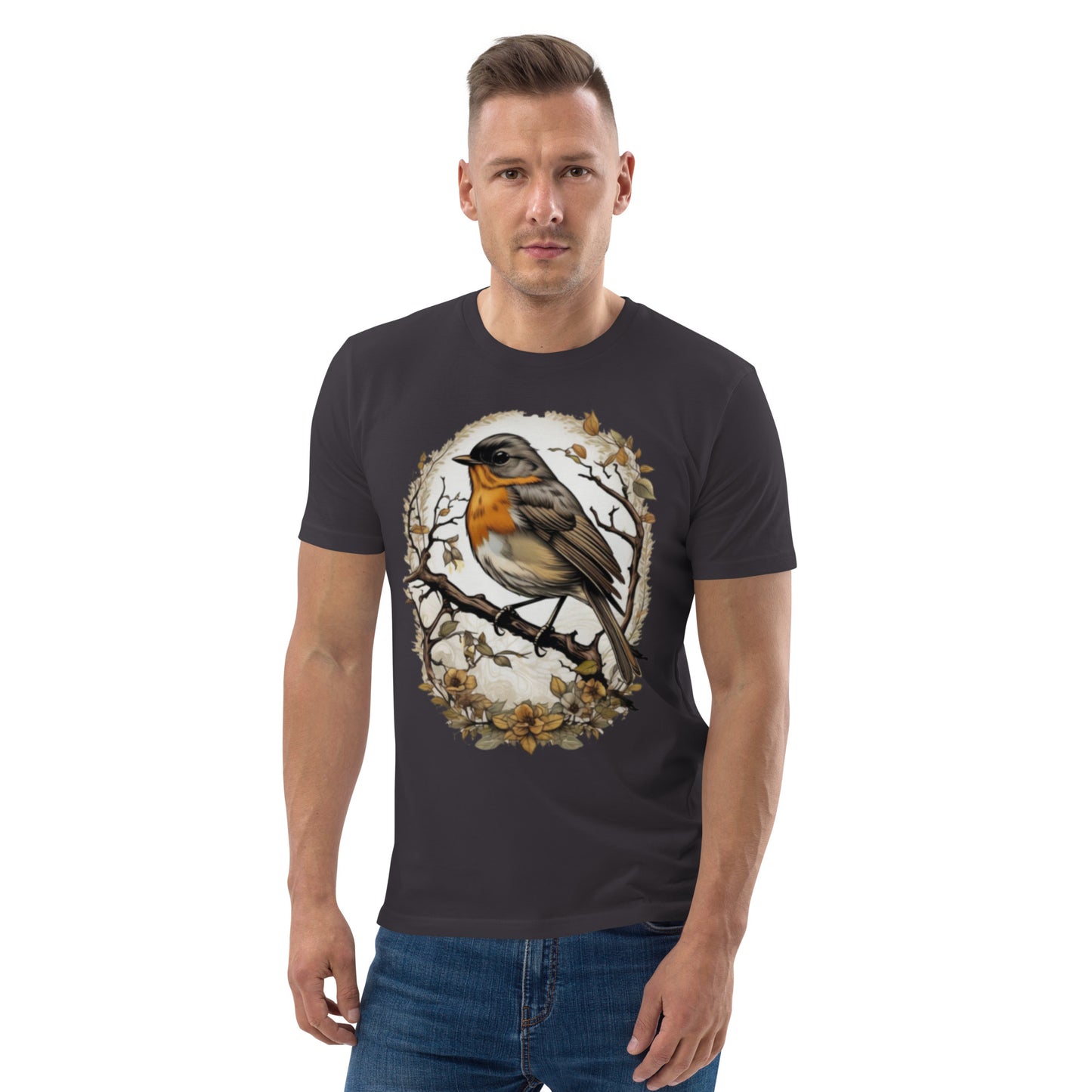 Red Robin bird design - Unisex fitted cotton T-Shirt