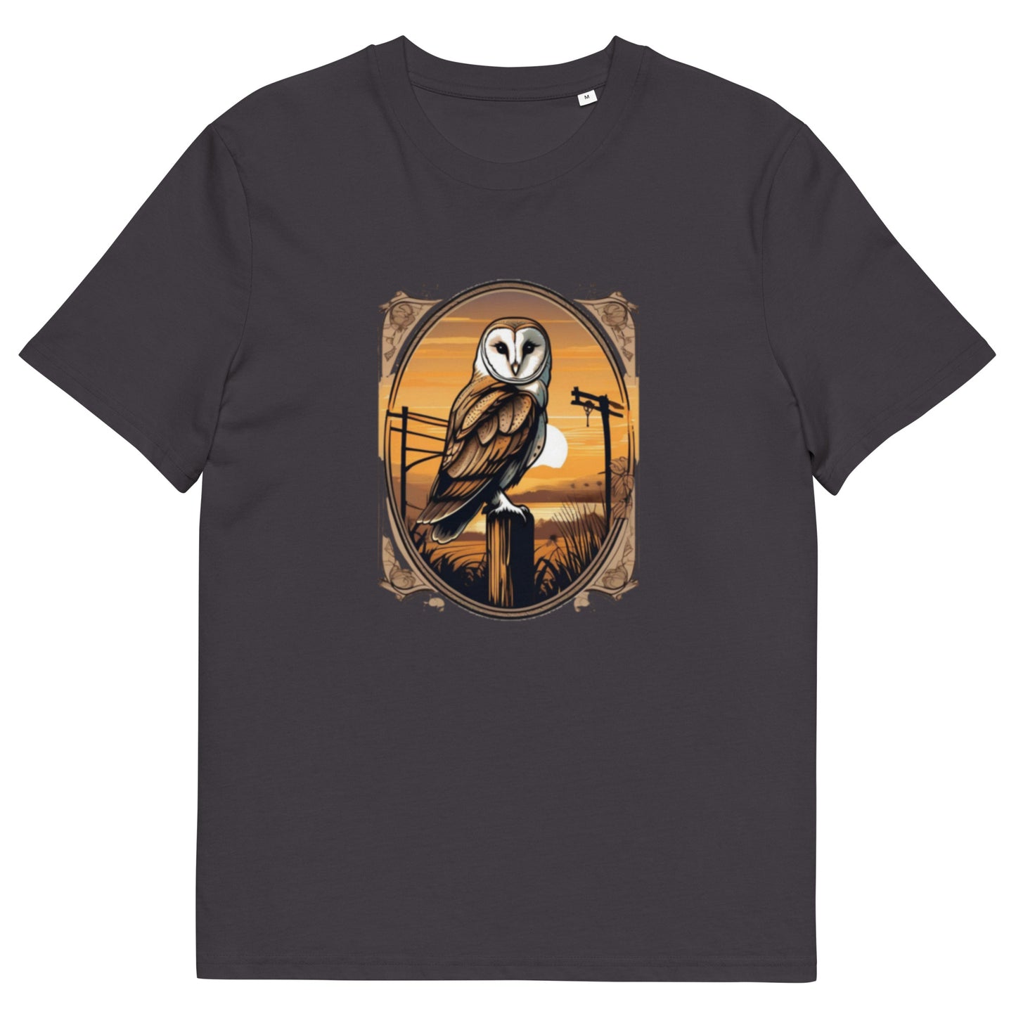 Barn Owl at sunset design - Unisex fitted cotton T-Shirt