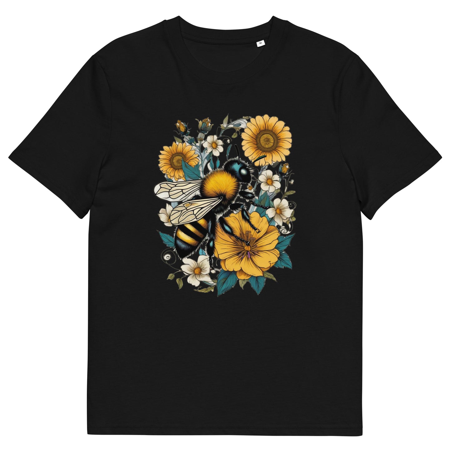 Bee on the flowers design - Unisex fitted cotton T-Shirt