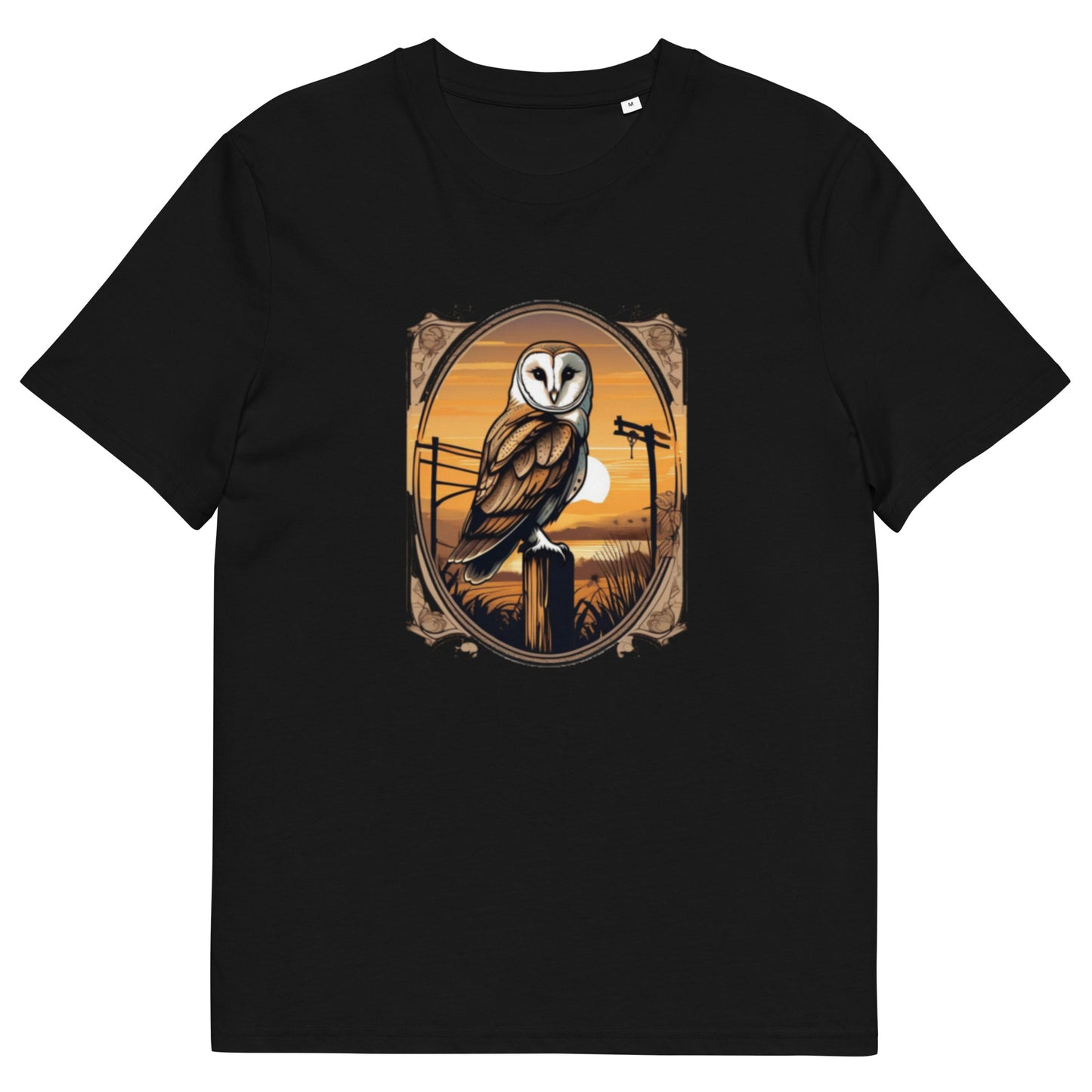 Barn Owl at sunset design - Unisex fitted cotton T-Shirt