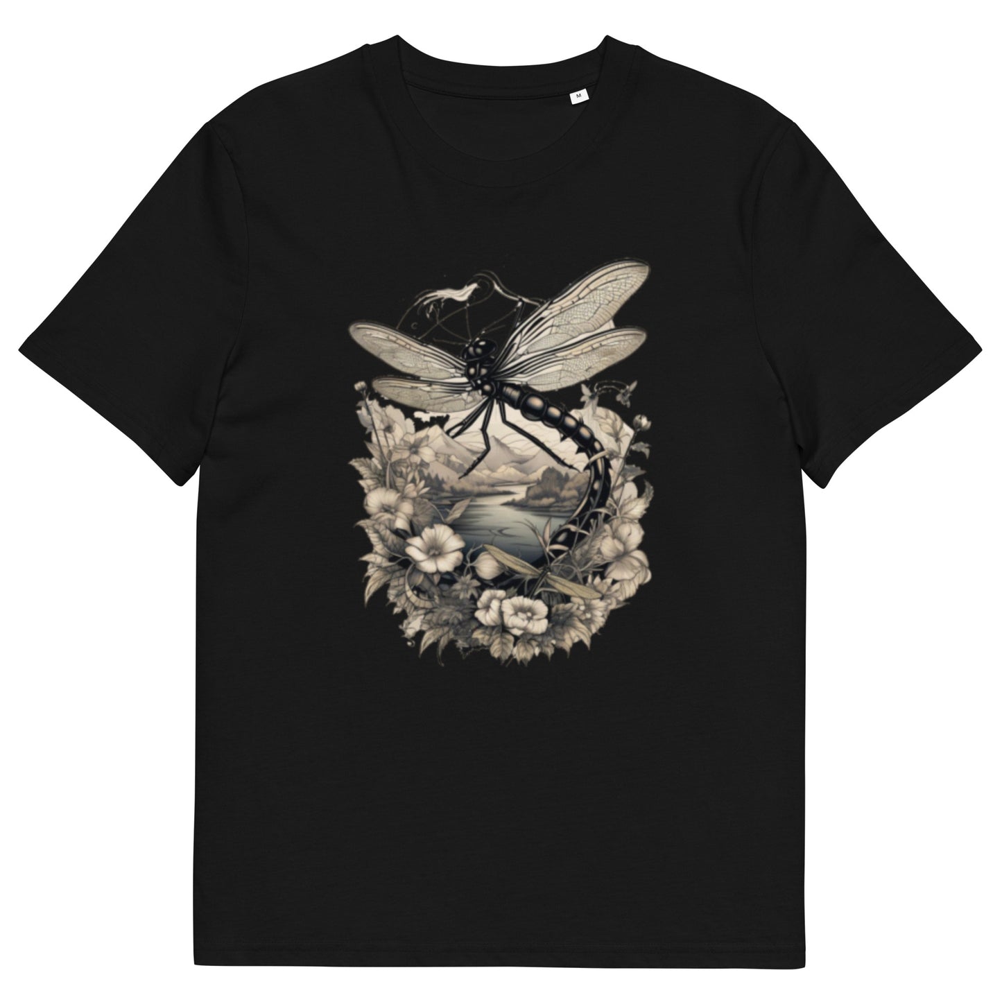 Dragon Fly tattoo style design - Unisex fitted cotton T-Shirt