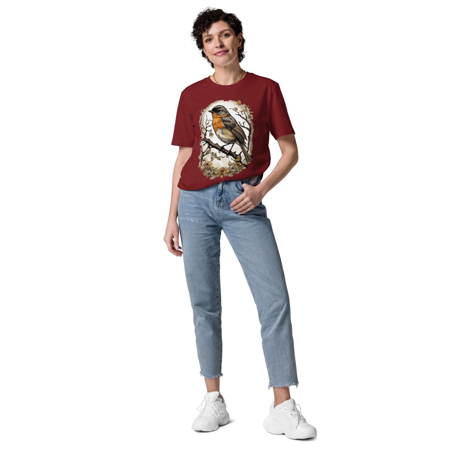 Red Robin bird design - Unisex fitted cotton T-Shirt