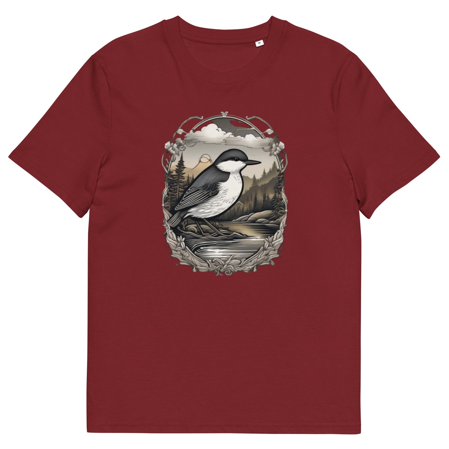 White throat Dipper design - Unisex fitted cotton T-Shirt
