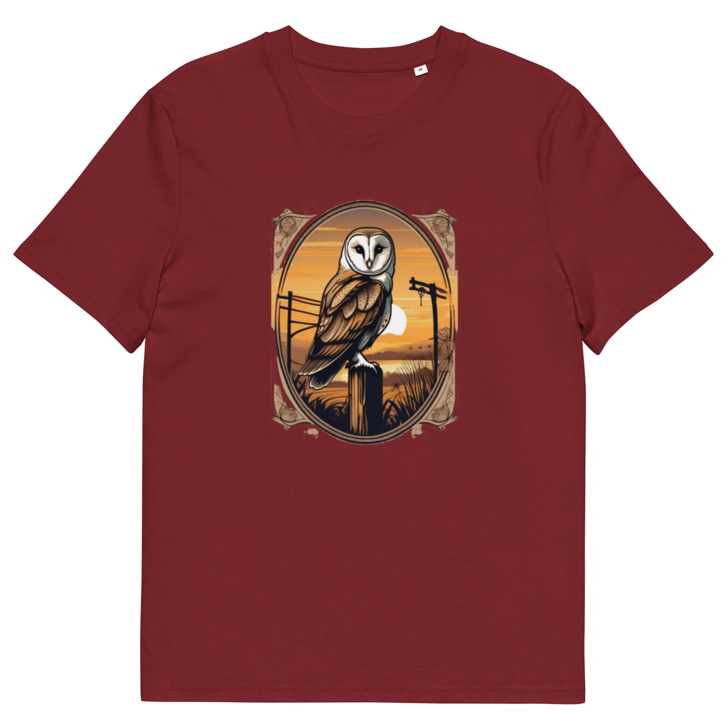 Barn Owl at sunset design - Unisex fitted cotton T-Shirt