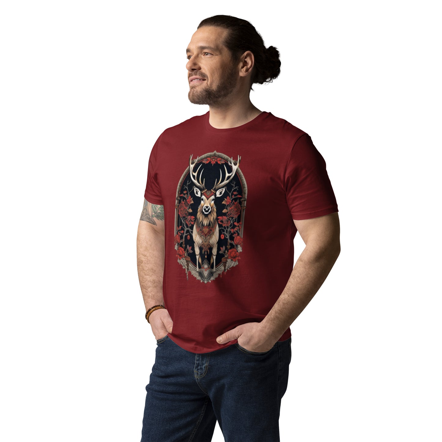 Red Deer Stag design - Unisex fitted cotton T-Shirt