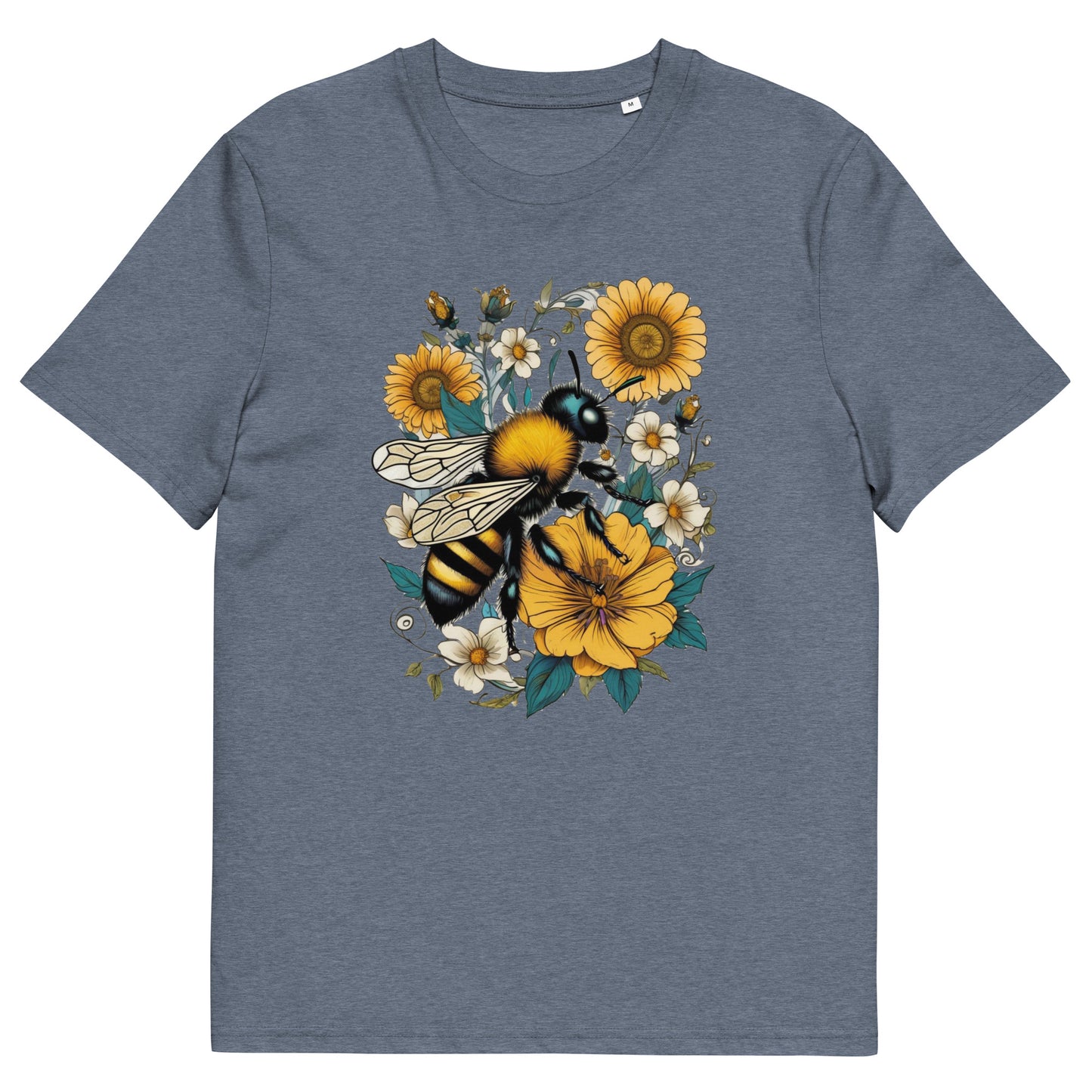 Bee on the flowers design - Unisex fitted cotton T-Shirt
