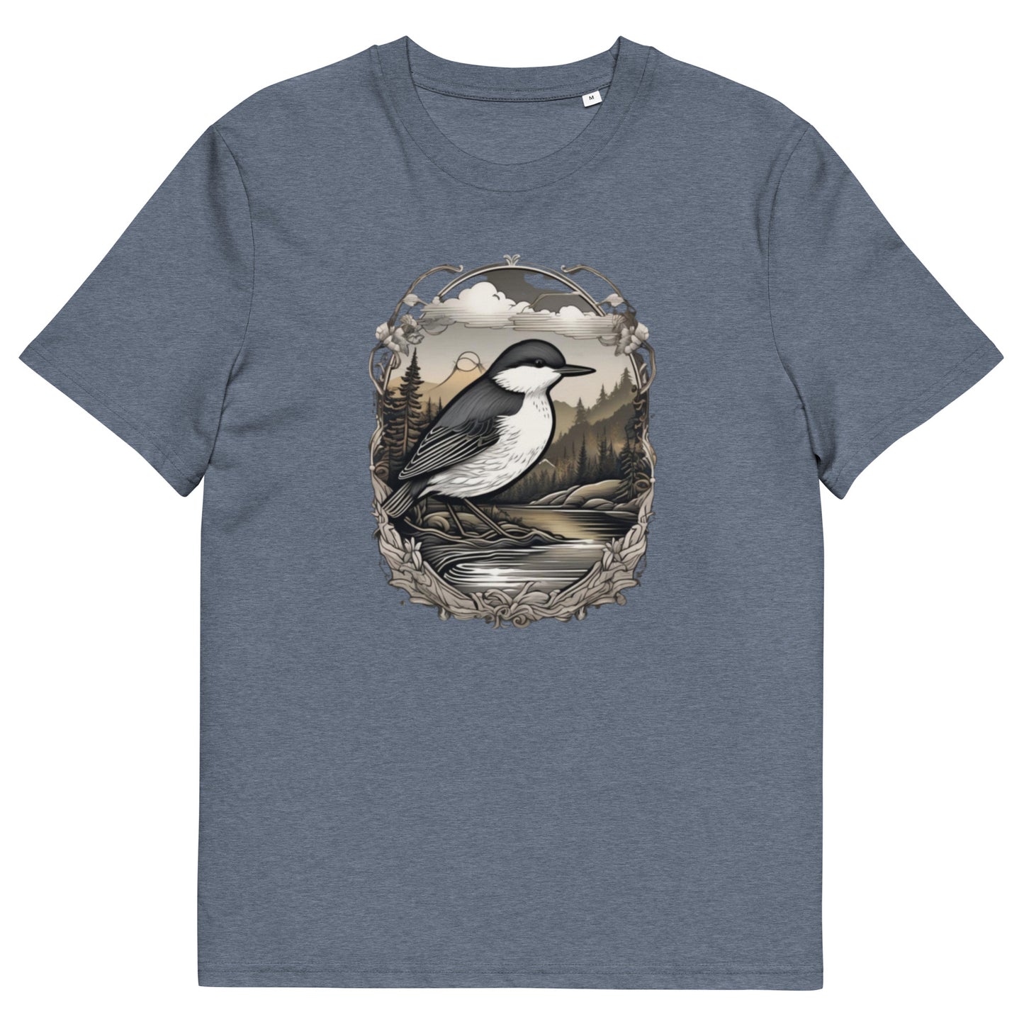 White throat Dipper design - Unisex fitted cotton T-Shirt
