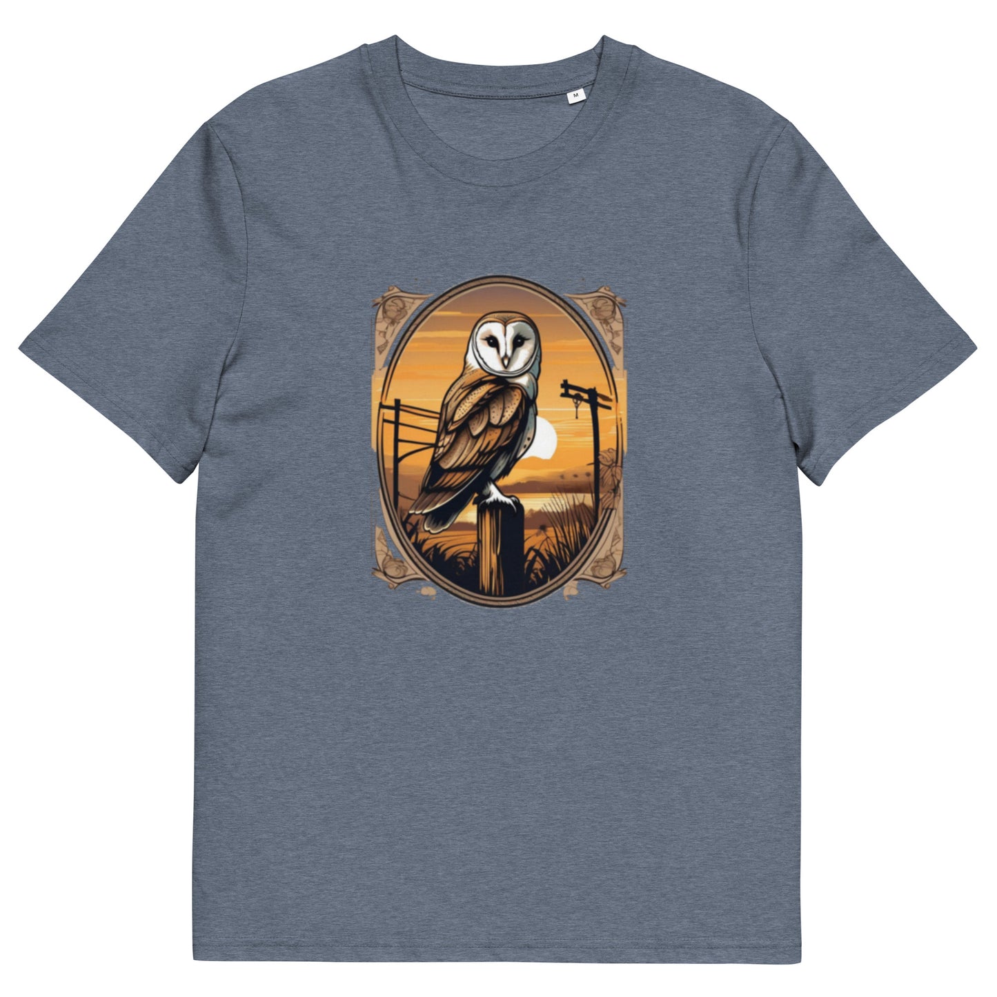 Barn Owl at sunset design - Unisex fitted cotton T-Shirt