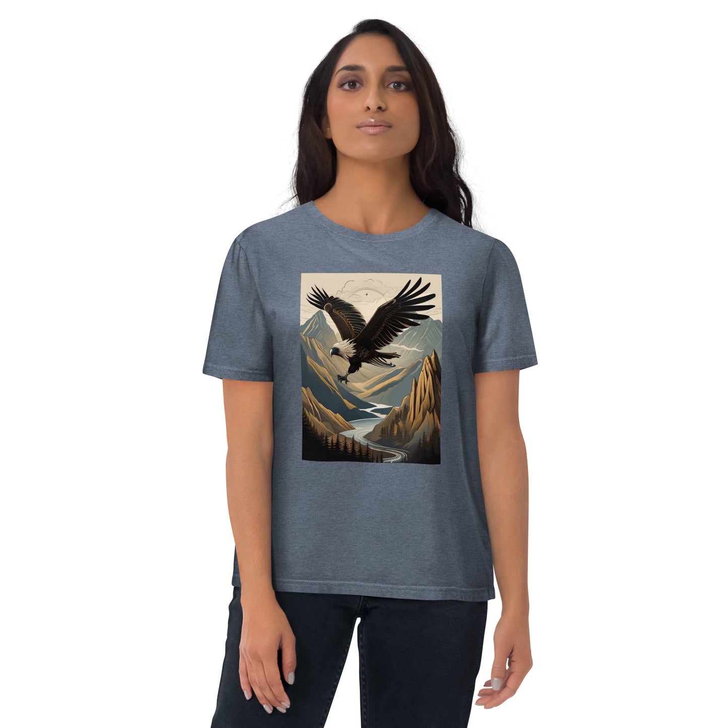 Vulture over the mountains design - Unisex fitted cotton T-Shirt