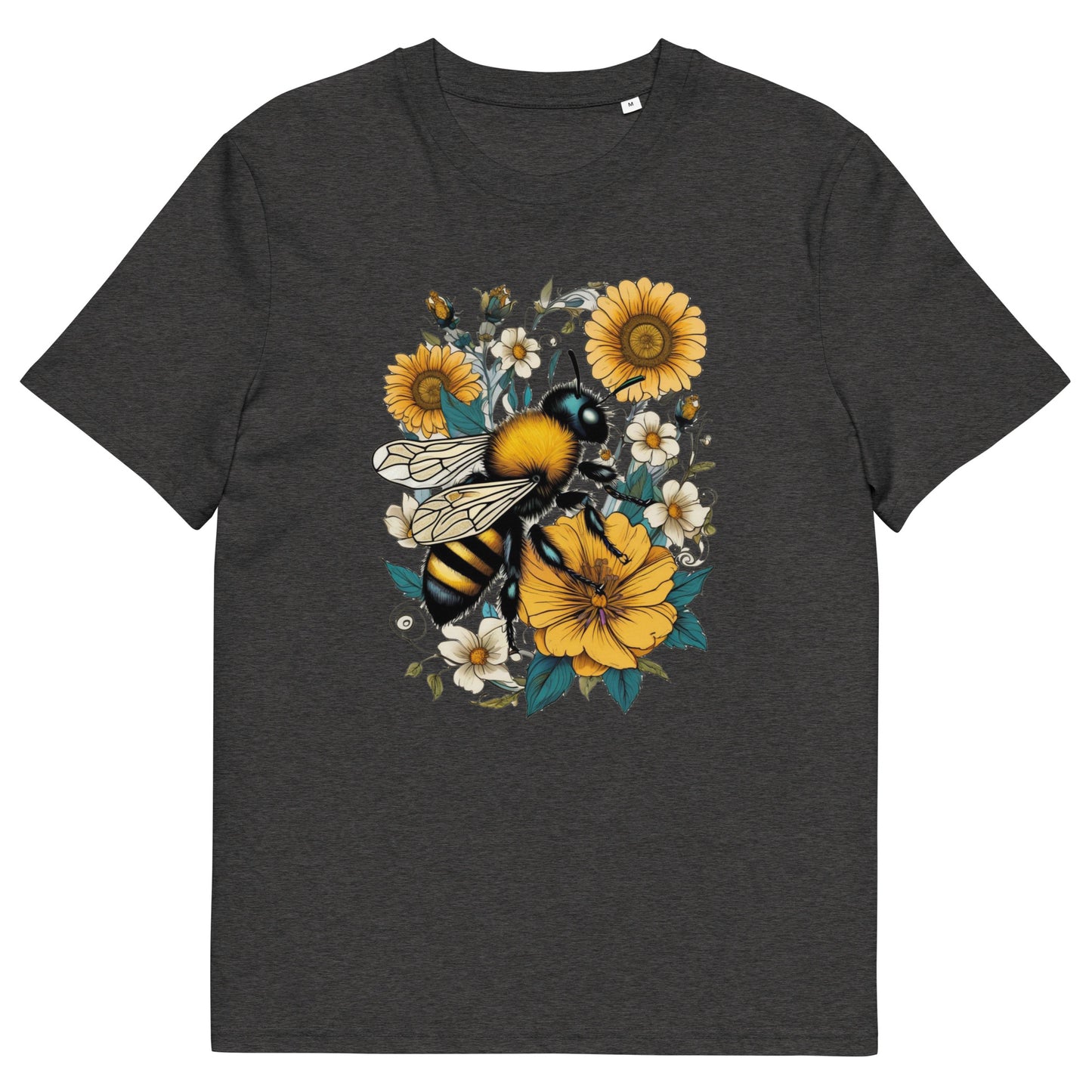 Bee on the flowers design - Unisex fitted cotton T-Shirt