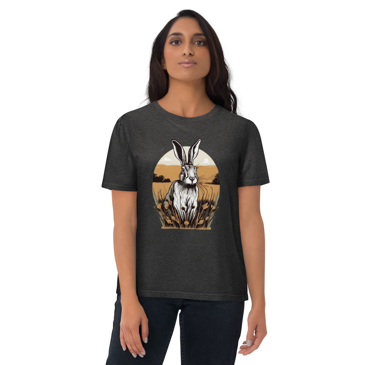 Brown Hare design - Unisex fitted cotton T-Shirt