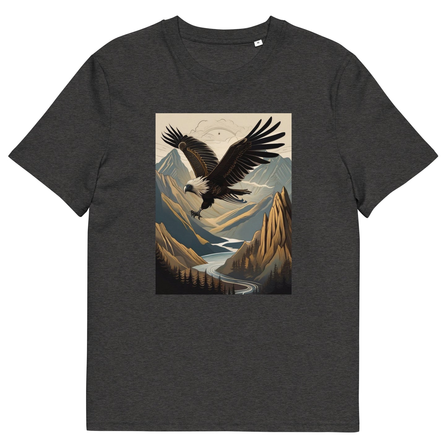 Vulture over the mountains design - Unisex fitted cotton T-Shirt