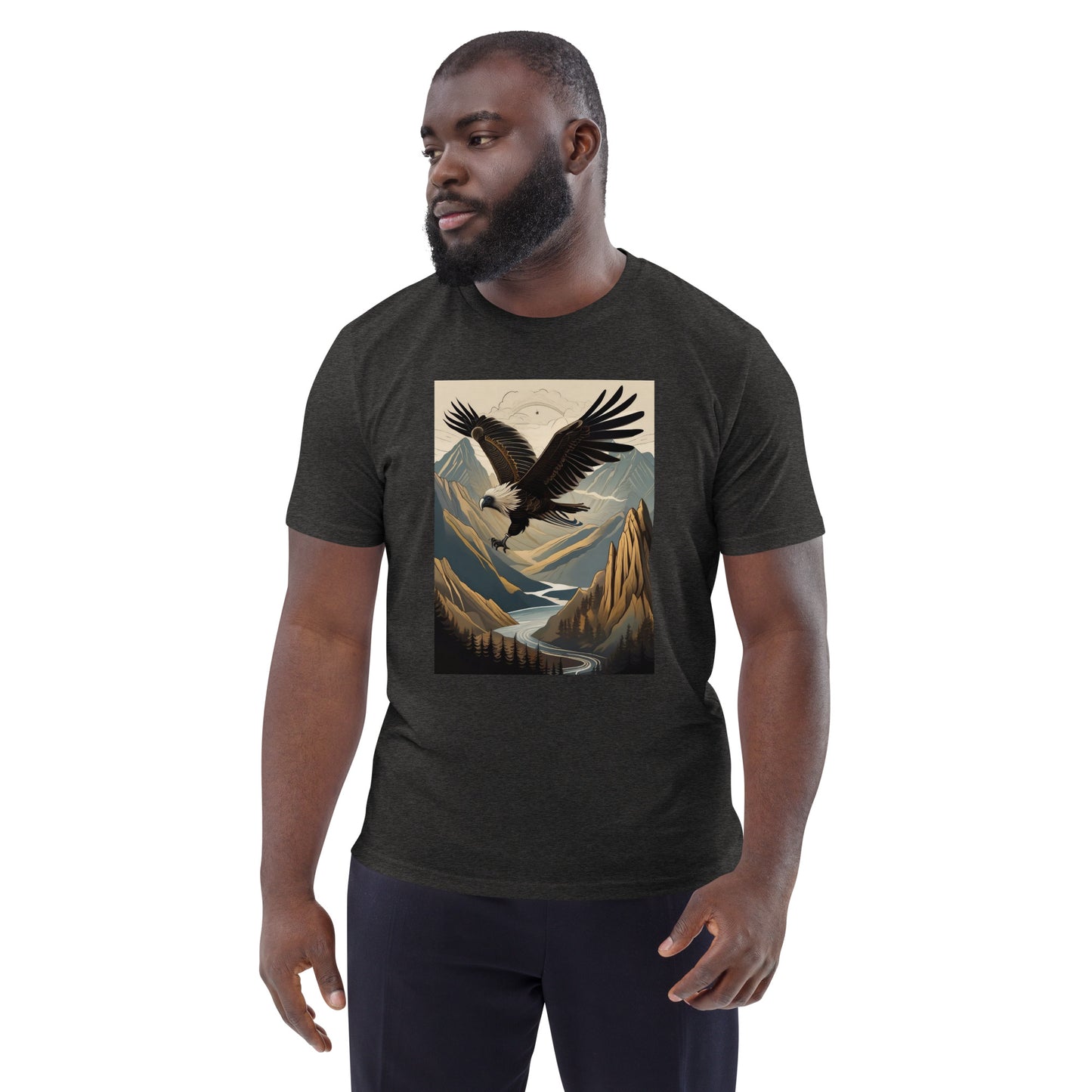 Vulture over the mountains design - Unisex fitted cotton T-Shirt