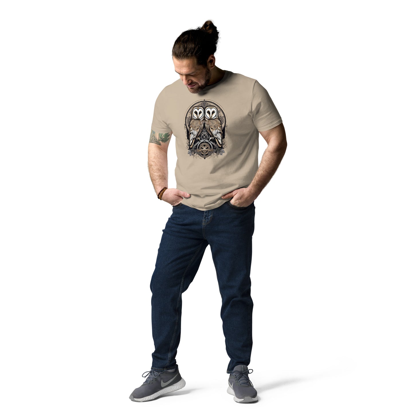 Two Barn Owls design - Unisex fitted cotton T-Shirt