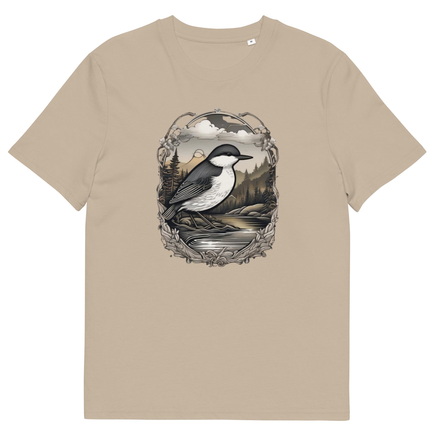 White throat Dipper design - Unisex fitted cotton T-Shirt