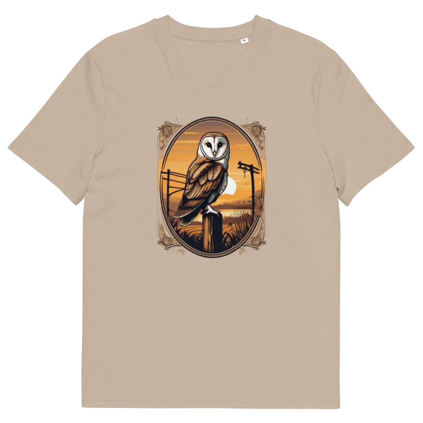 Barn Owl at sunset design - Unisex fitted cotton T-Shirt