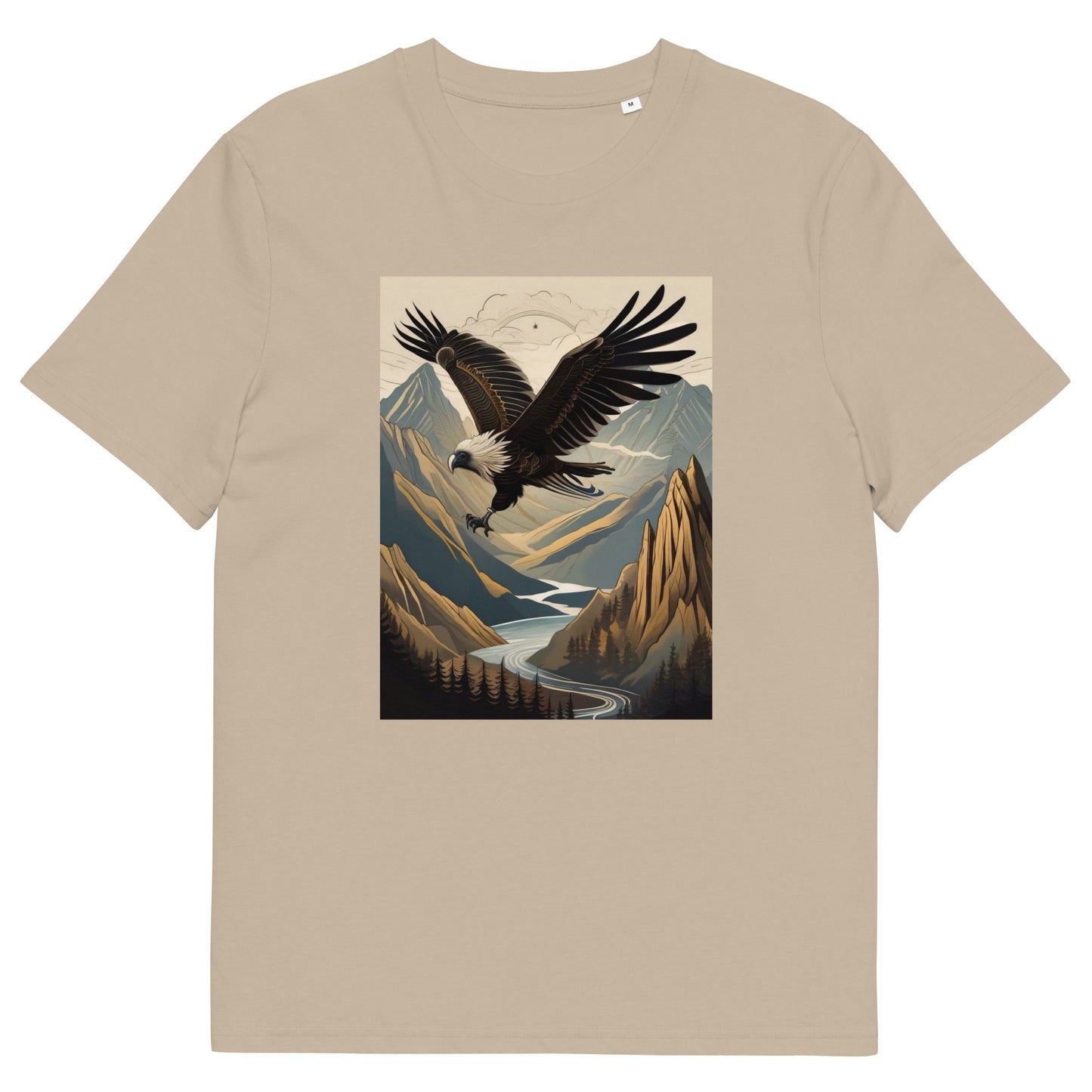 Vulture over the mountains design - Unisex fitted cotton T-Shirt