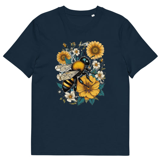 Bee on the flowers design - Unisex fitted cotton T-Shirt