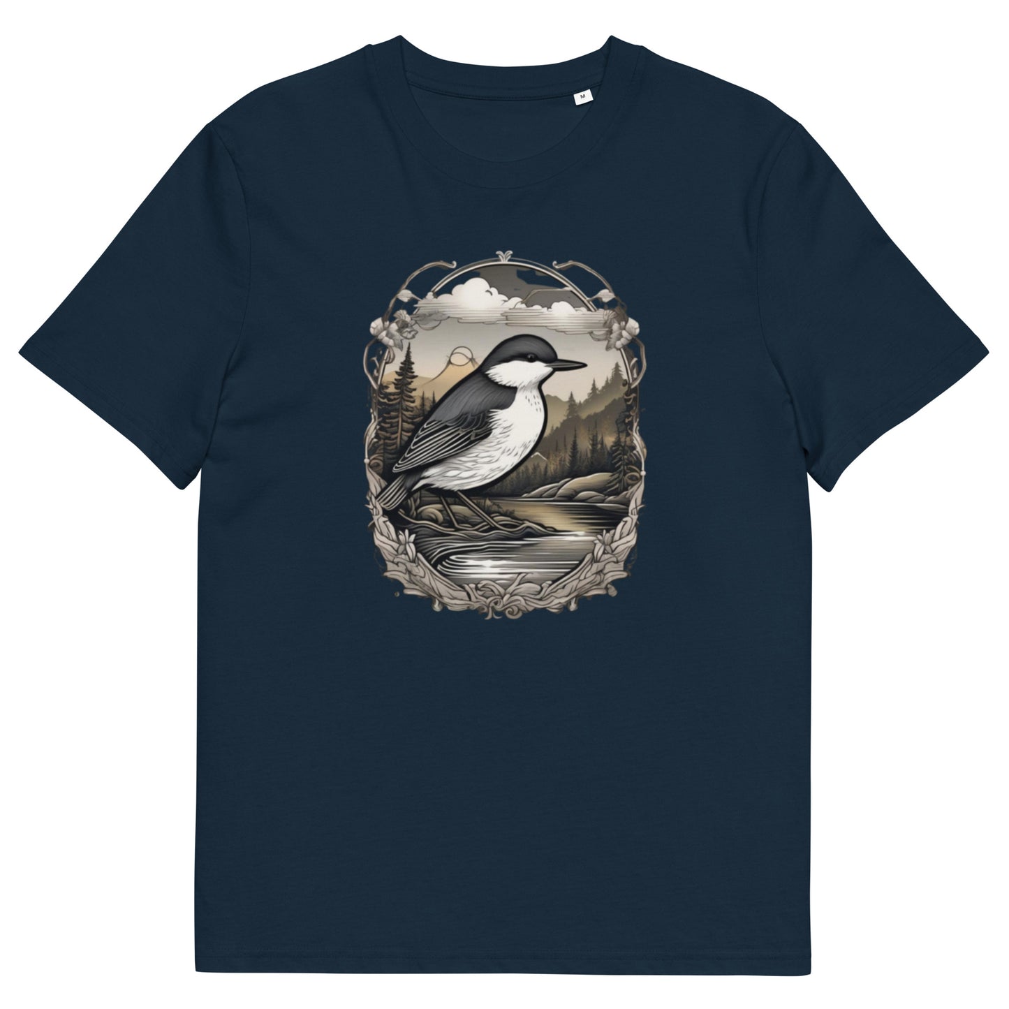 White throat Dipper design - Unisex fitted cotton T-Shirt