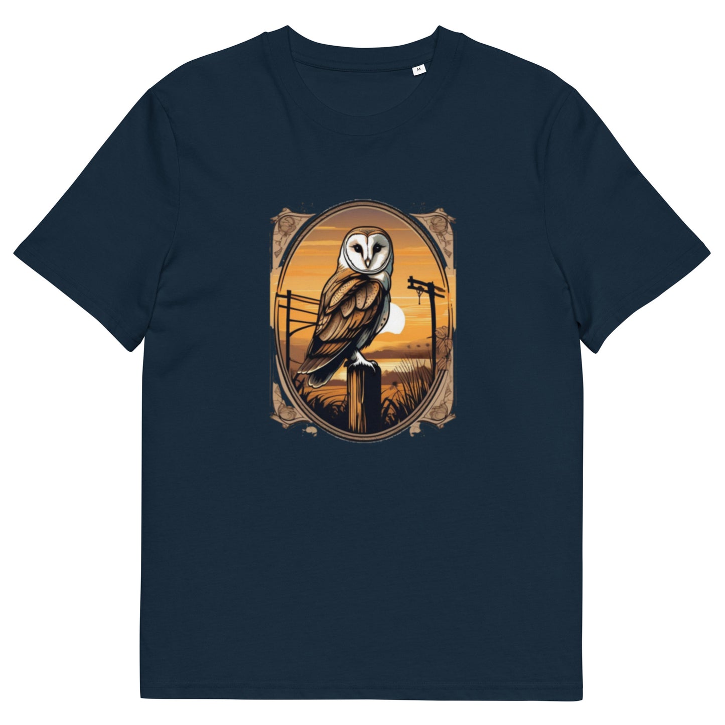 Barn Owl at sunset design - Unisex fitted cotton T-Shirt
