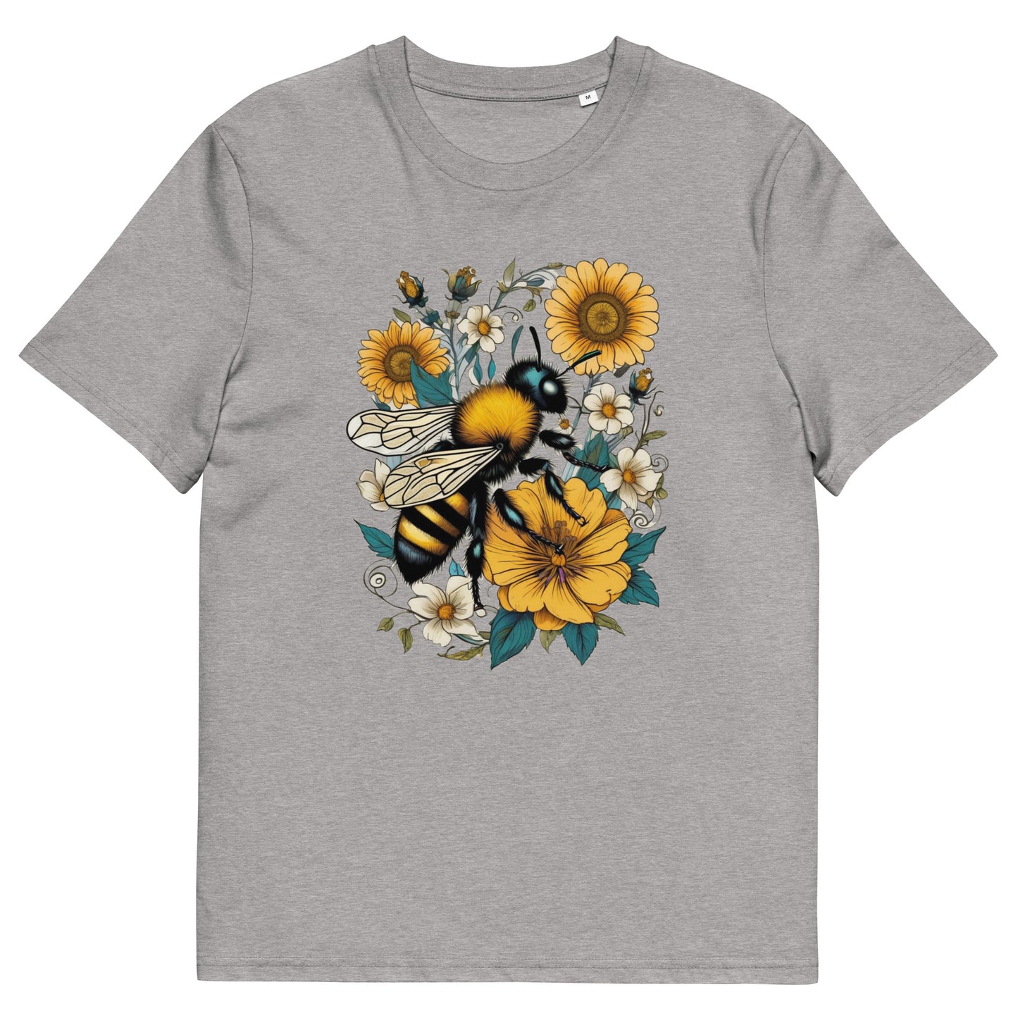 Bee on the flowers design - Unisex fitted cotton T-Shirt
