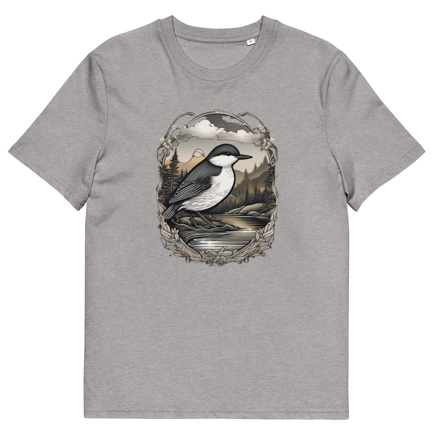 White throat Dipper design - Unisex fitted cotton T-Shirt