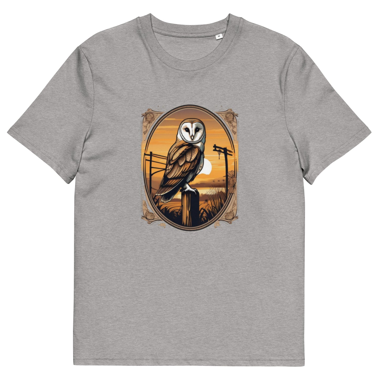 Barn Owl at sunset design - Unisex fitted cotton T-Shirt