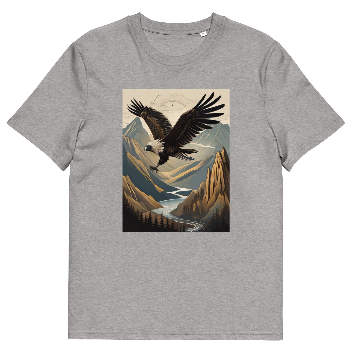 Vulture over the mountains design - Unisex fitted cotton T-Shirt