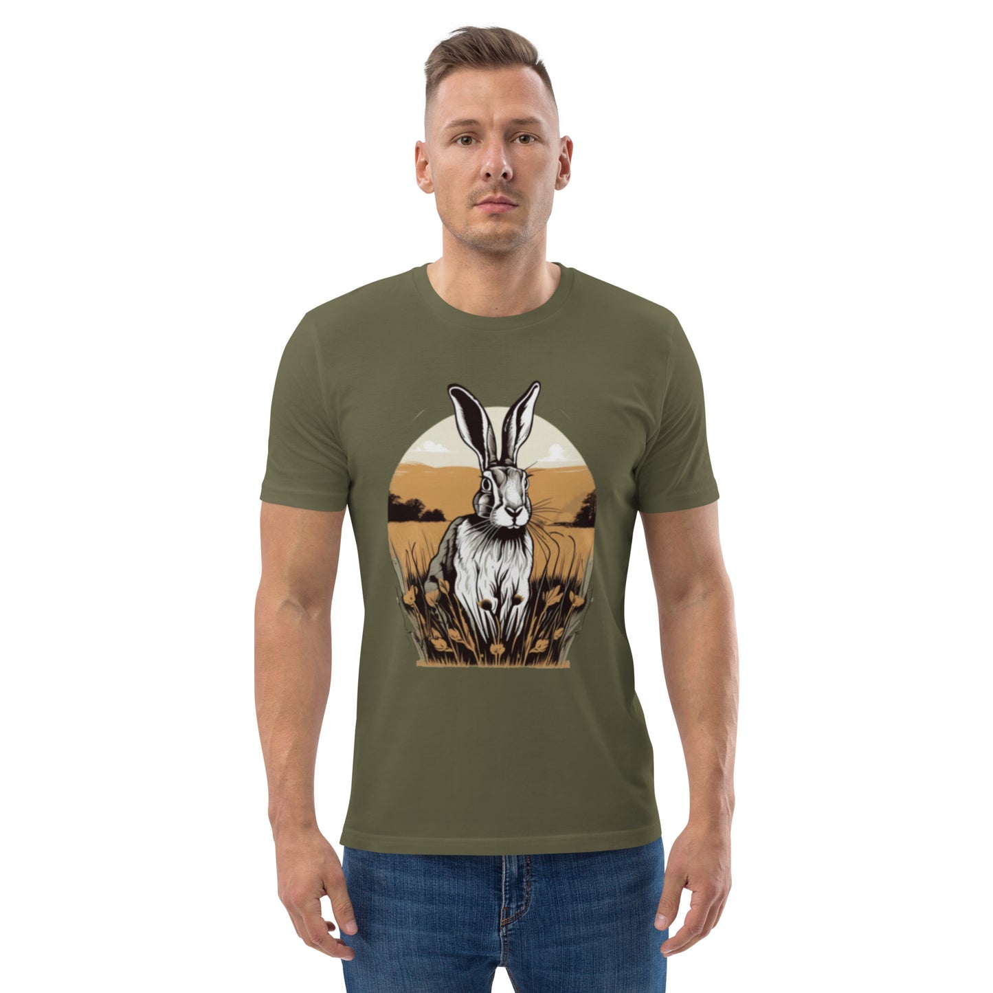 Brown Hare design - Unisex fitted cotton T-Shirt
