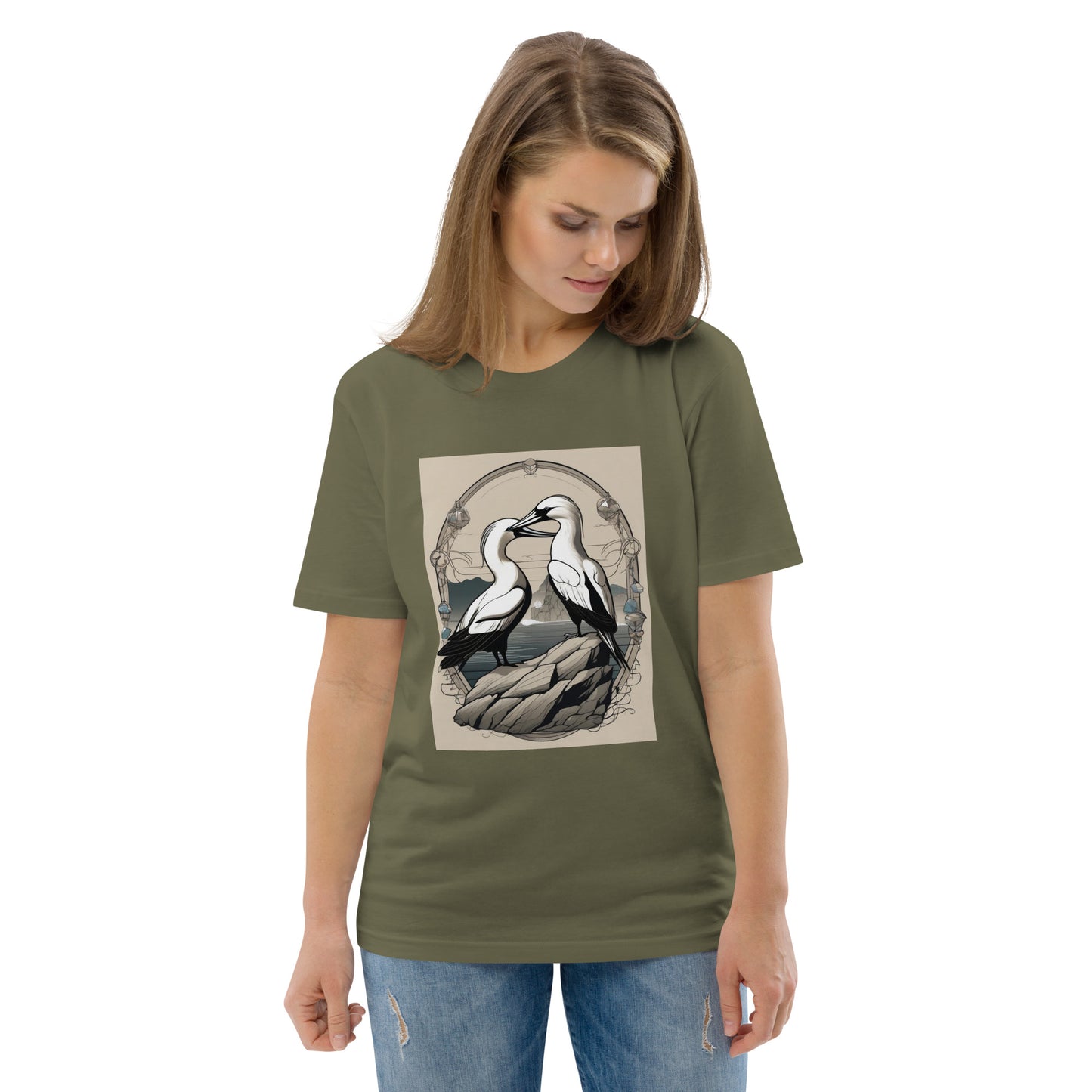 Gannets on the rocks design - Unisex fitted cotton T-Shirt