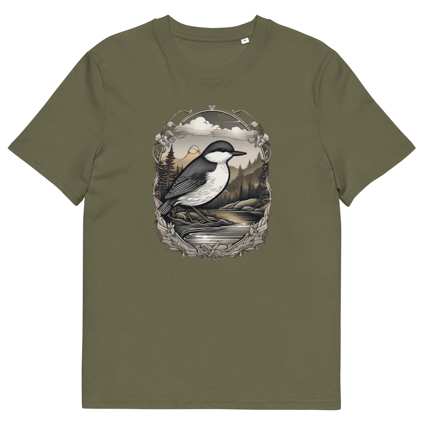 White throat Dipper design - Unisex fitted cotton T-Shirt
