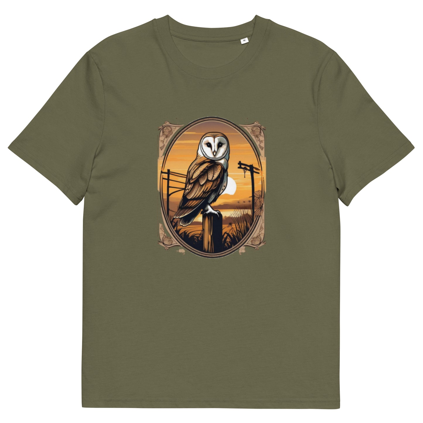 Barn Owl at sunset design - Unisex fitted cotton T-Shirt