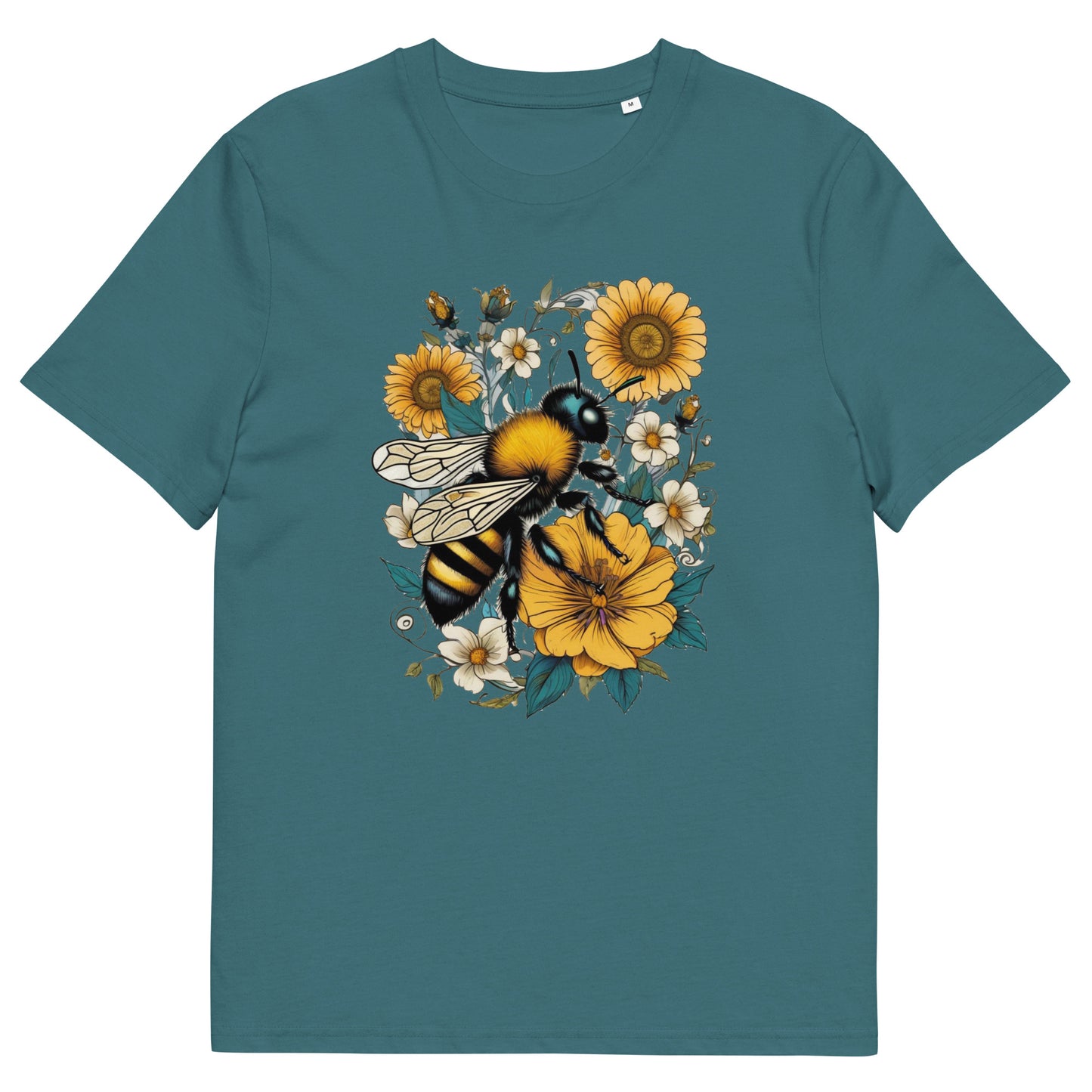 Bee on the flowers design - Unisex fitted cotton T-Shirt